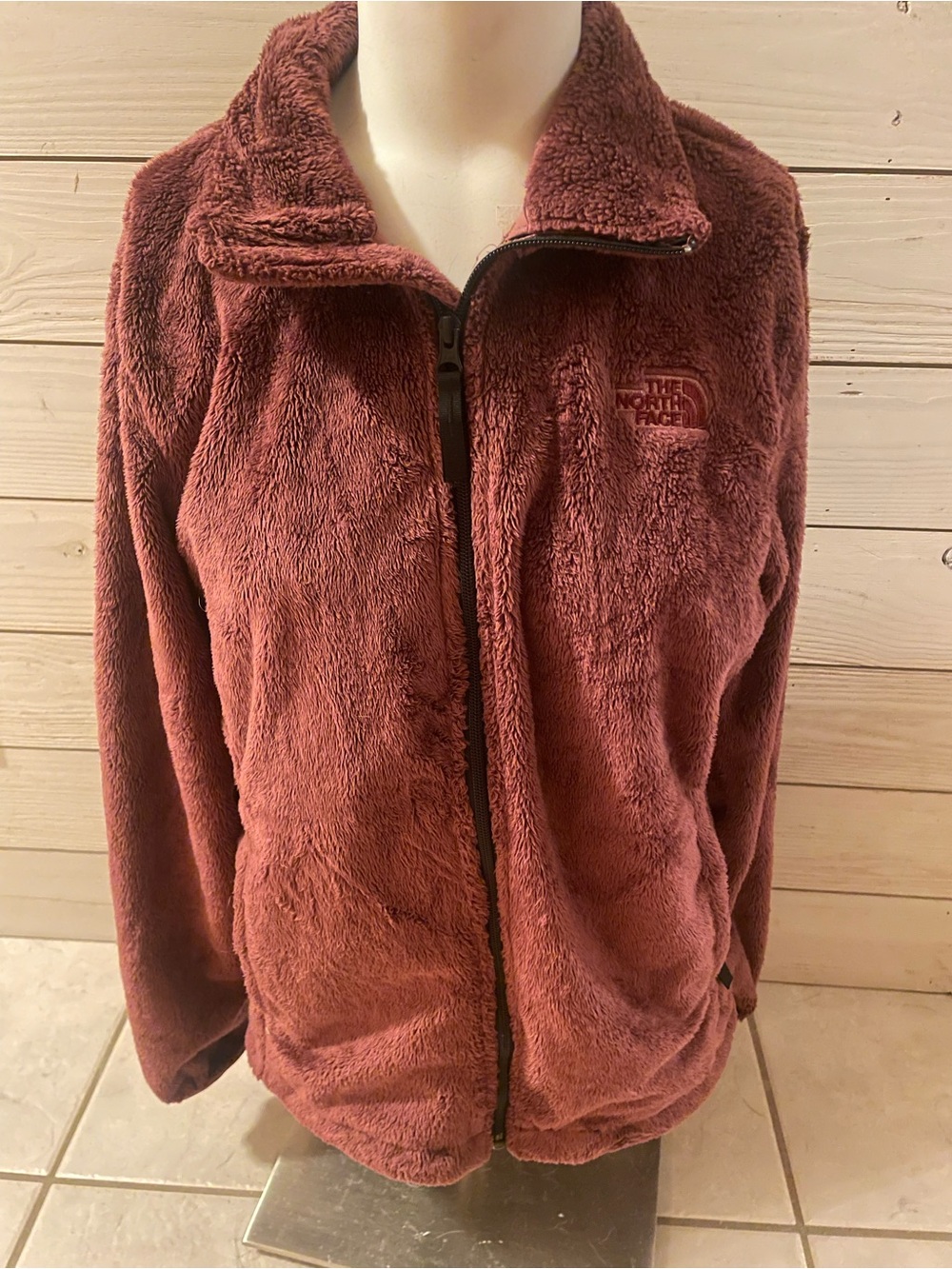The North Face Women's Plush Full‑Zip Teddy Jacket in Burgundy